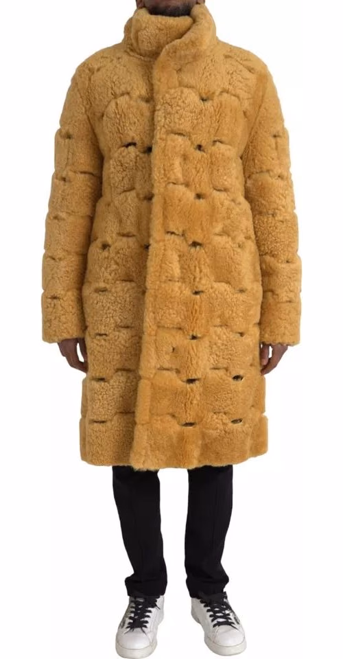 Bottega Veneta Yellow Wool Long Teddy Coat Jacket