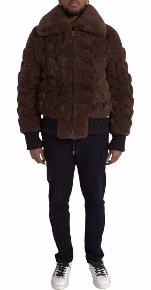 Bottega Veneta Brown Fur Lamb Shearling Coat Jacket