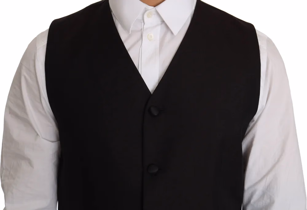 Dolce & Gabbana Black Silk Dress Waistcoat
