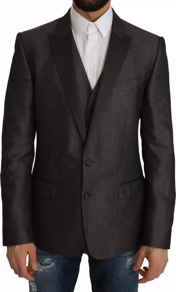 Dolce & Gabbana Gray MARTINI 2 Piece Vest Coat Blazer