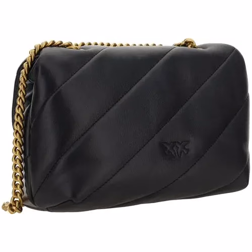 PINKO Black Calf Leather Bos Taurus Shoulder Bag