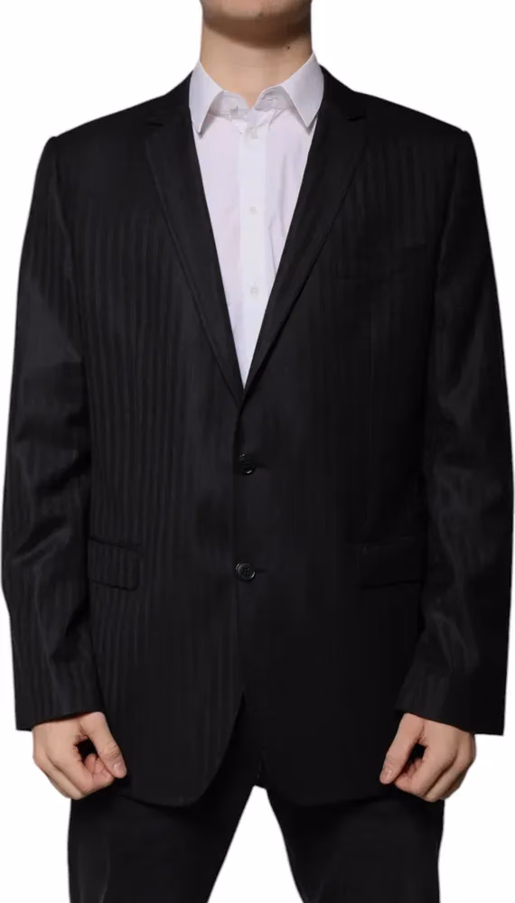 Dolce & Gabbana Black Stripe Wool Single Breasted Blazer