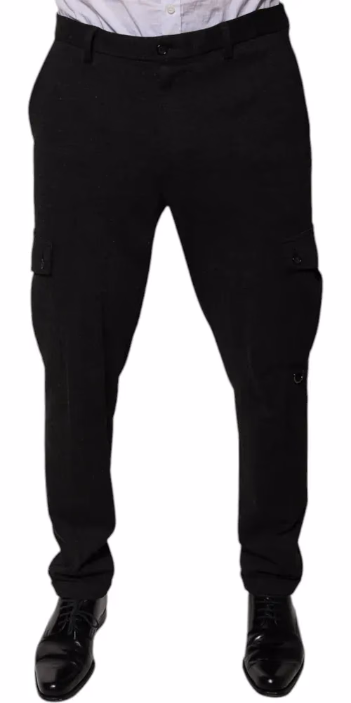 Dolce & Gabbana Black Viscose Cargo Men Casual Pants