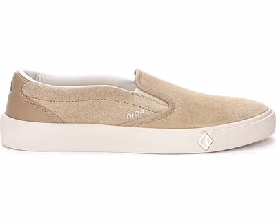 Beige Leather Slip-On Loafers