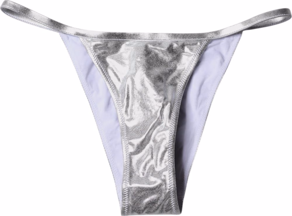 Dolce & Gabbana Silver Polyester Beachwear Bikini Bottom Swimwear