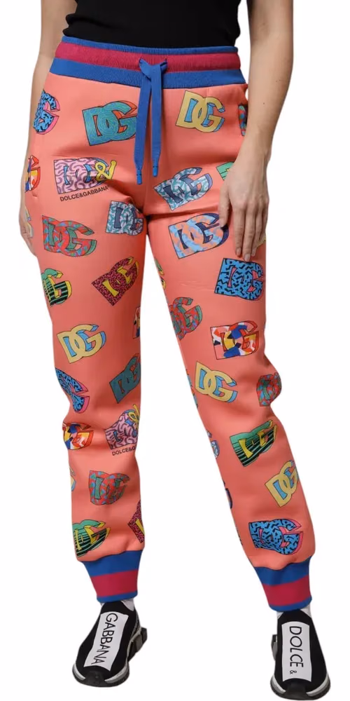 Dolce & Gabbana Pink Logo Monogram Jogger Sweatpants Pants