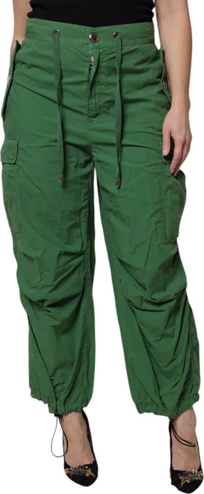 Dolce & Gabbana Green Cotton High Waist Cargo Pants