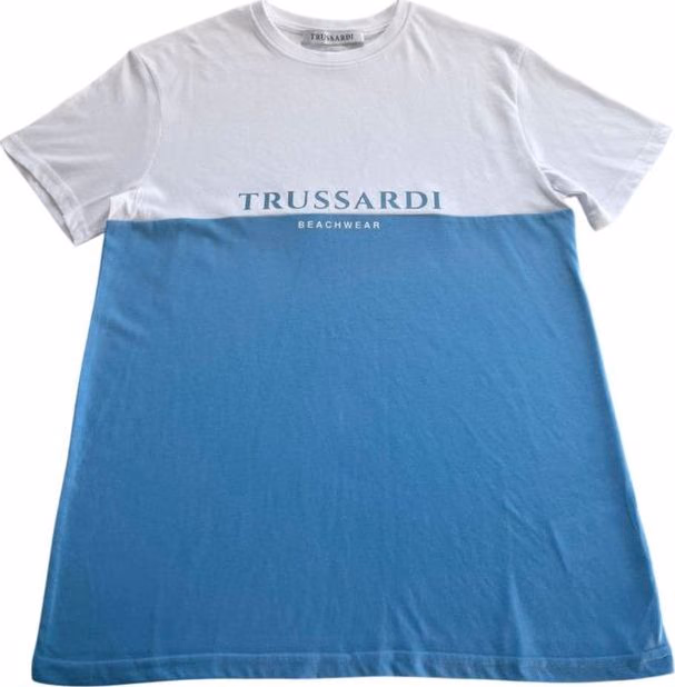 Trussardi Beachwear Light Blue Cotton Men T-Shirt
