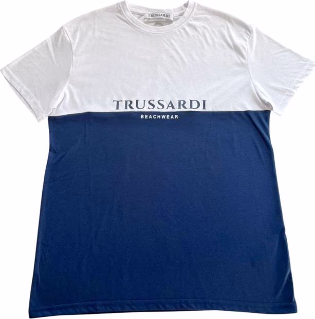 Trussardi Beachwear Blue Cotton Men T-Shirt