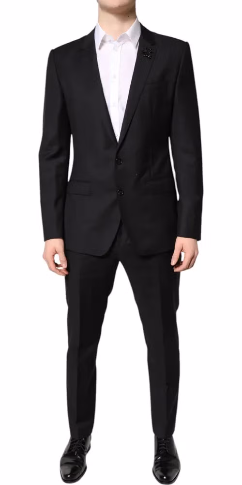 Dolce & Gabbana Black Wool Single Breasted 2 Piece Suit