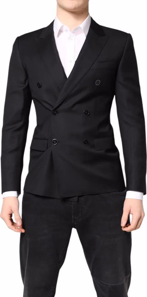 Dolce & Gabbana Black MARTINI Double Breasted Coat Blazer