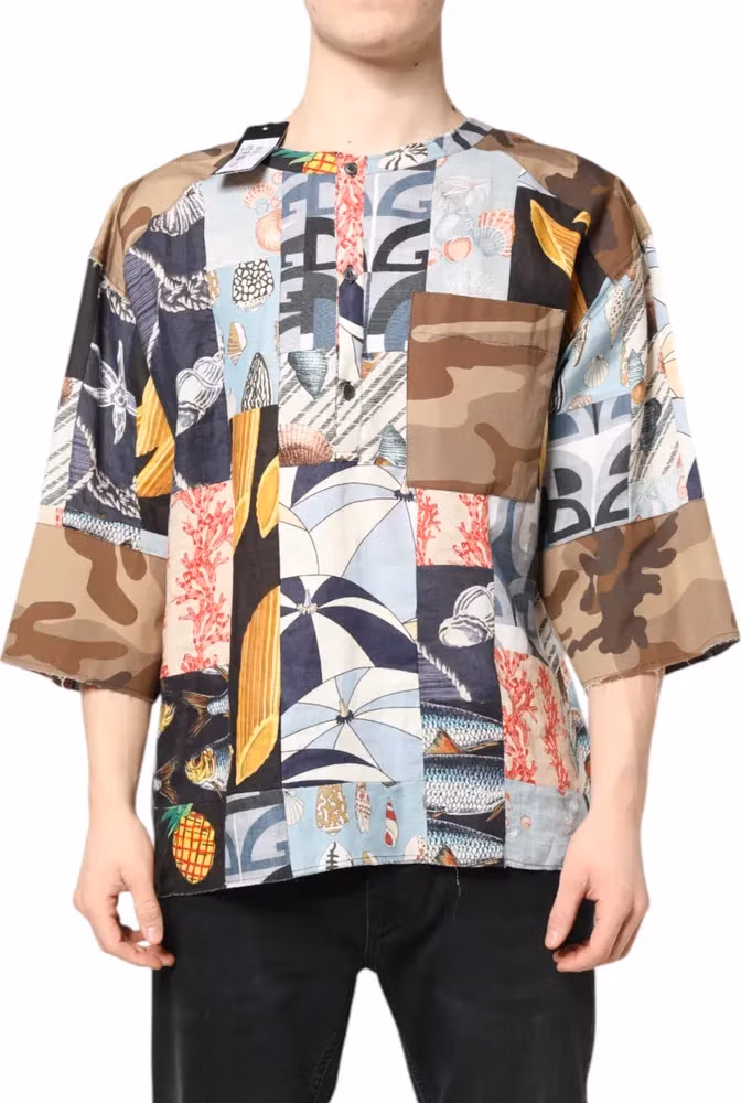 Dolce & Gabbana Multicolor Patchwork Short Sleeves Shirt