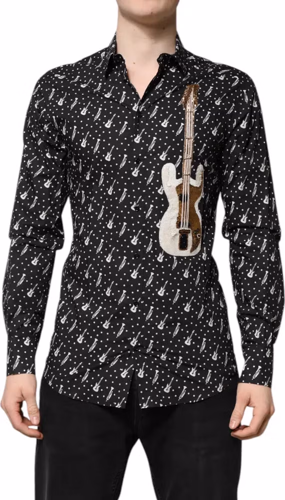 Dolce & Gabbana Black GOLD Instrument Embellished Shirt