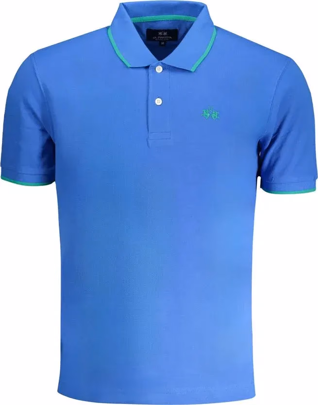La Martina Blue Cotton Polo Shirt
