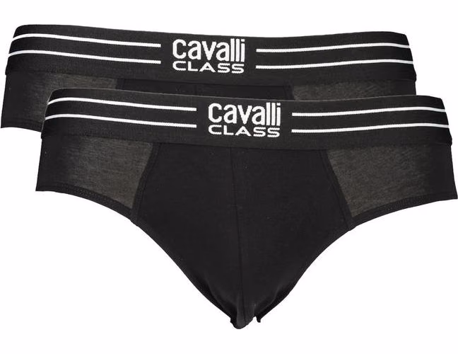 Cavalli Class Nero Cotton Men's Underwear Slip