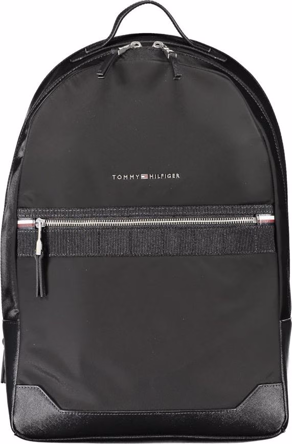 Tommy Hilfiger Black Polyester Men Backpack