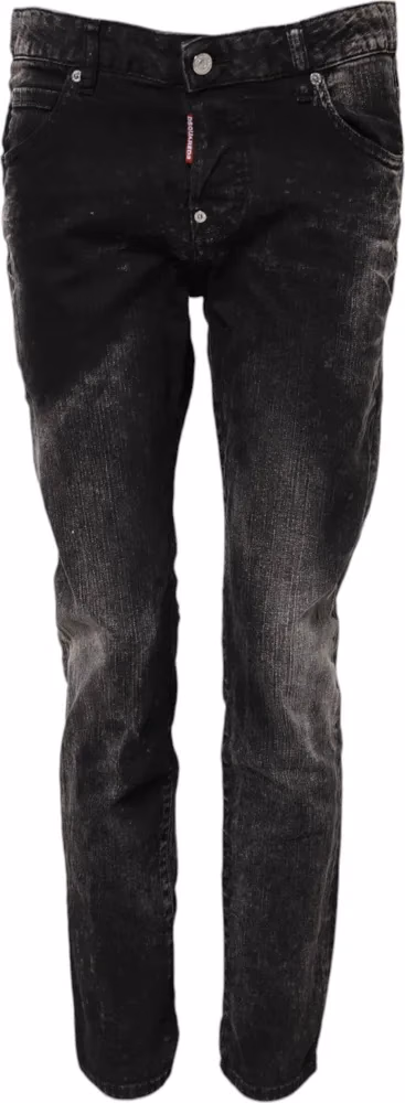 Dsquared² Black Washed Mid Waist Tapered Denim Jeans