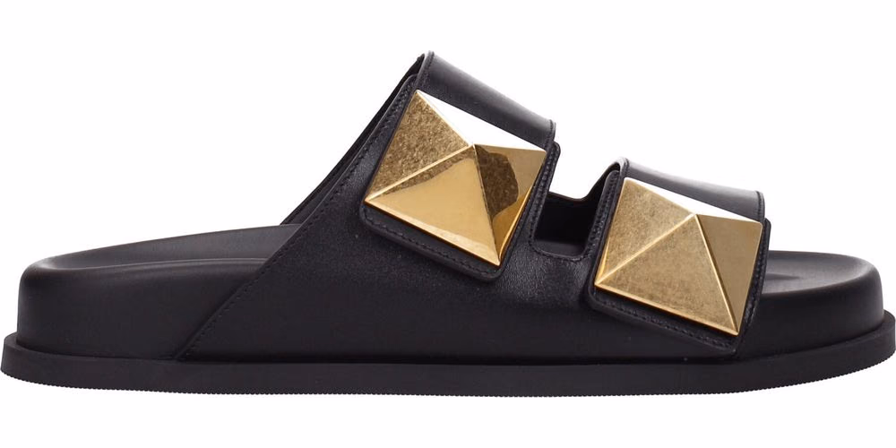 Valentino Garavani Black Leather Slippers