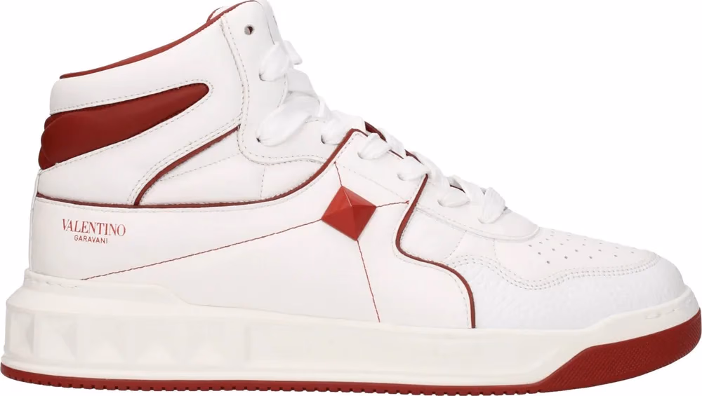 Valentino Garavani White Leather High Top Sneakers