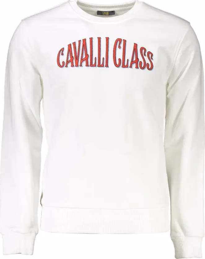 Cavalli Class Bianco Cotton Men Sweatshirt