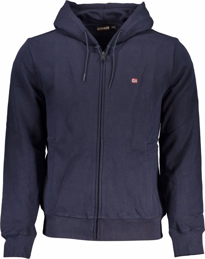 Napapijri Blue Cotton Men Sweater with Hood