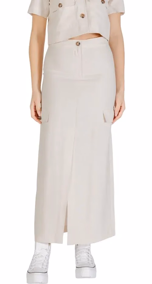 Jacqueline De Yong Beige Viscose Long Skirt