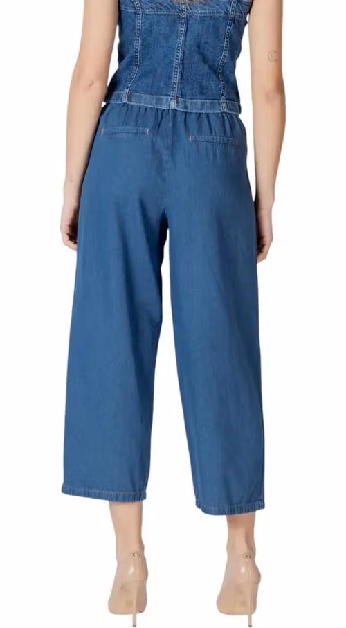 ICHI Blue Cotton Cropped Jeans