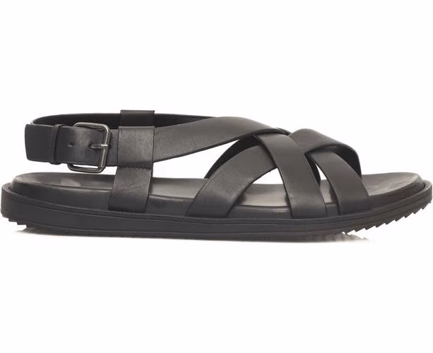 Cerruti 1881 Black Leather Men Sandal