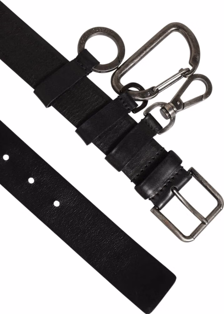 Dolce & Gabbana Black Key Ring Clip Attachments Buckle Belt