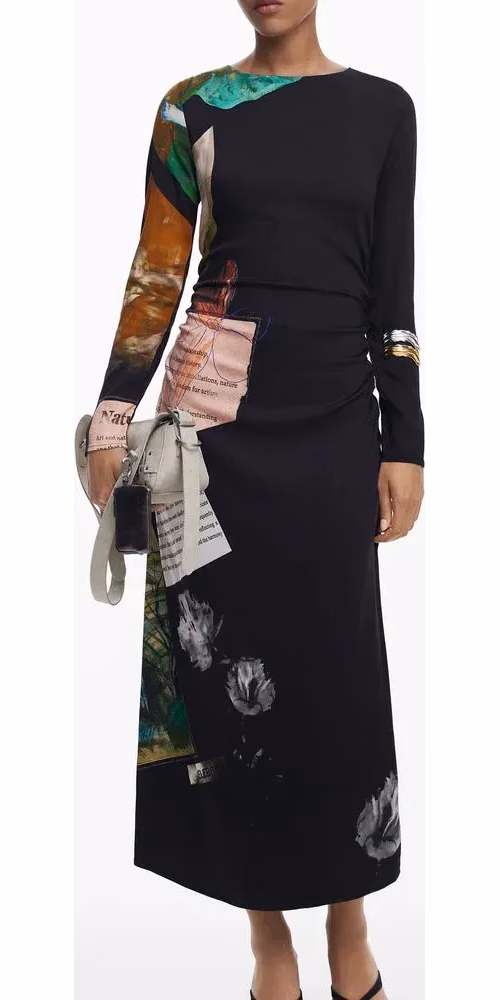 Desigual Nero Viscosa Womens Long Dress