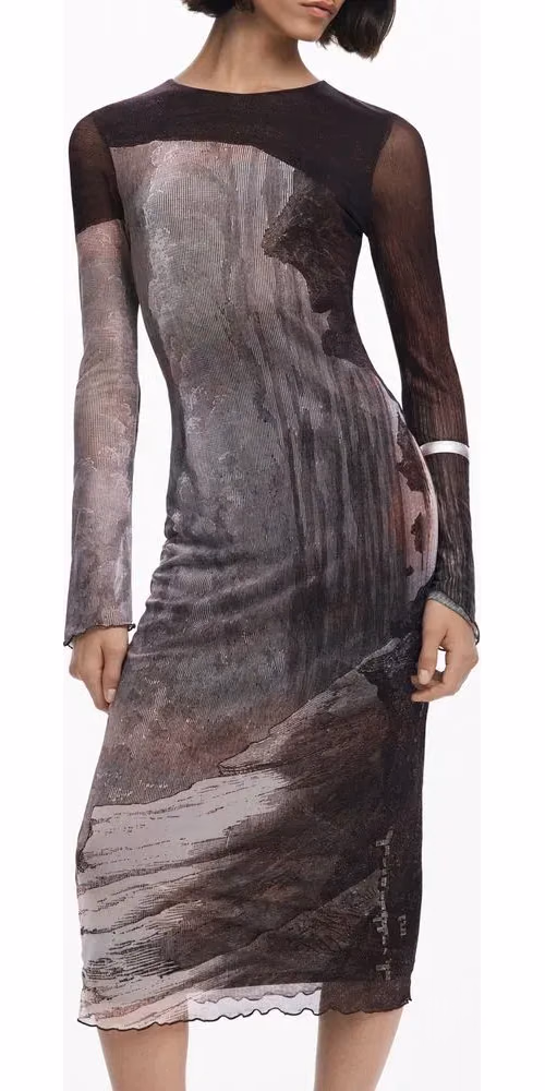 Desigual Marrone Polyester Women Dress