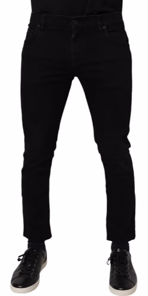 Dolce & Gabbana Black Cotton Stretch Skinny Men Denim Jeans