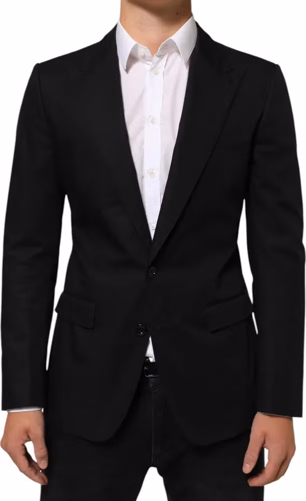 Dolce & Gabbana Black Wool 2 Buttons Suit Men Jacket Blazer
