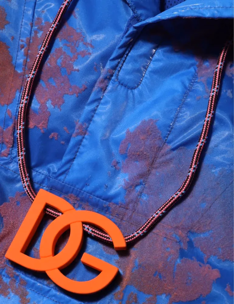 Dolce & Gabbana Blue Tie Dye Logo Hooded Sweatshirt Jacket