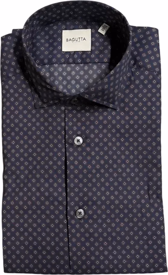 Bagutta Blue Cotton Men's Slim Fit Shirt