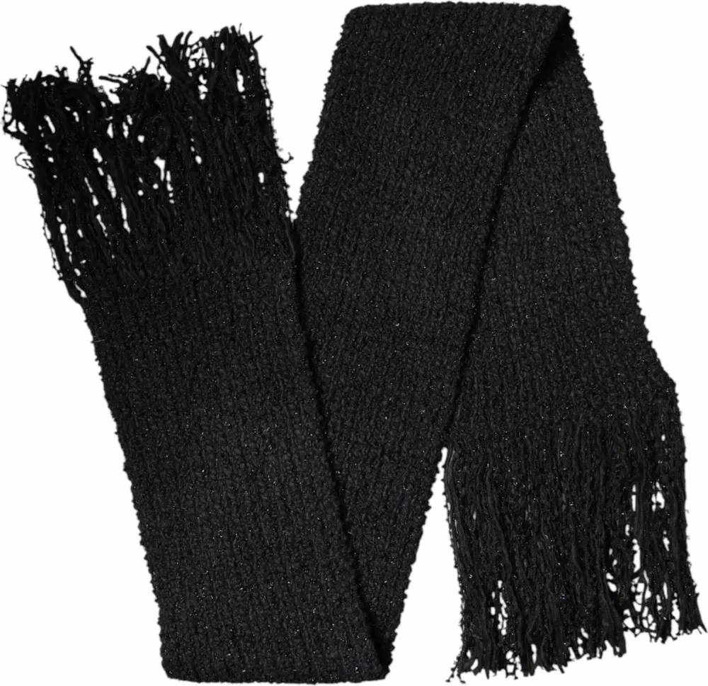 Dolce & Gabbana Black Cashmere Knit Shawl Fringes Scarf