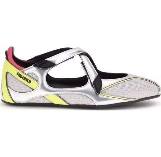 The Attico Silver Polyurethane Ballet Flats