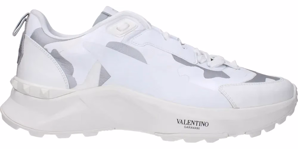 Valentino Garavani White Fabric Athletic Sneakers