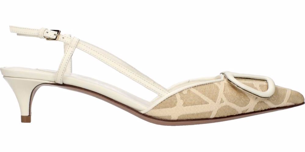 Valentino Garavani Beige Raffia Strap-On Sandals