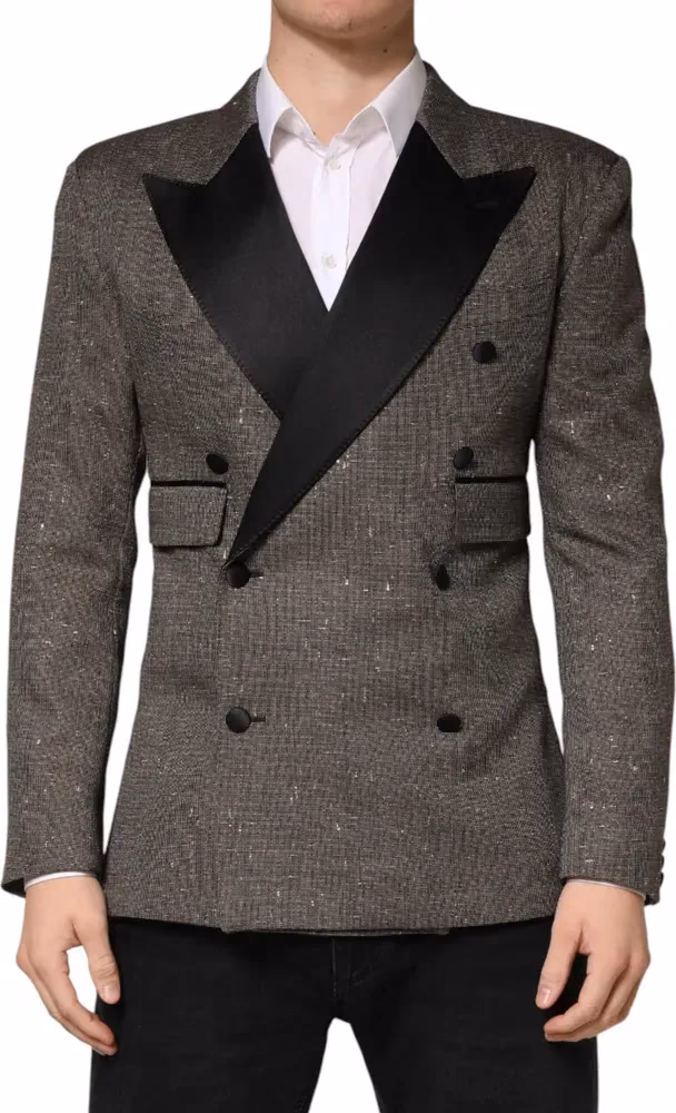 Dolce & Gabbana Gray Double Breasted 2 Button Jacket Blazer