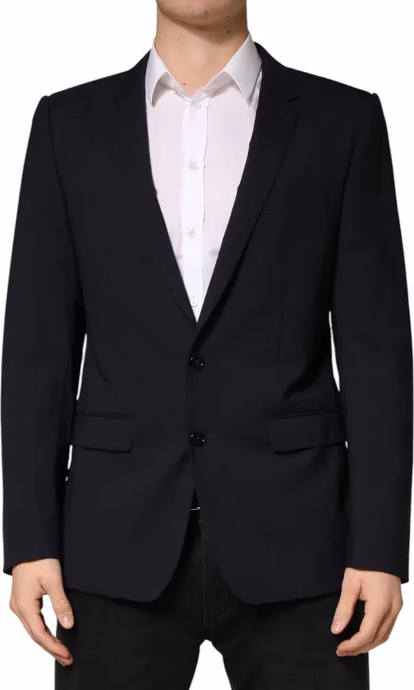 Dolce & Gabbana Black Wool Single Breasted 2 Button Blazer